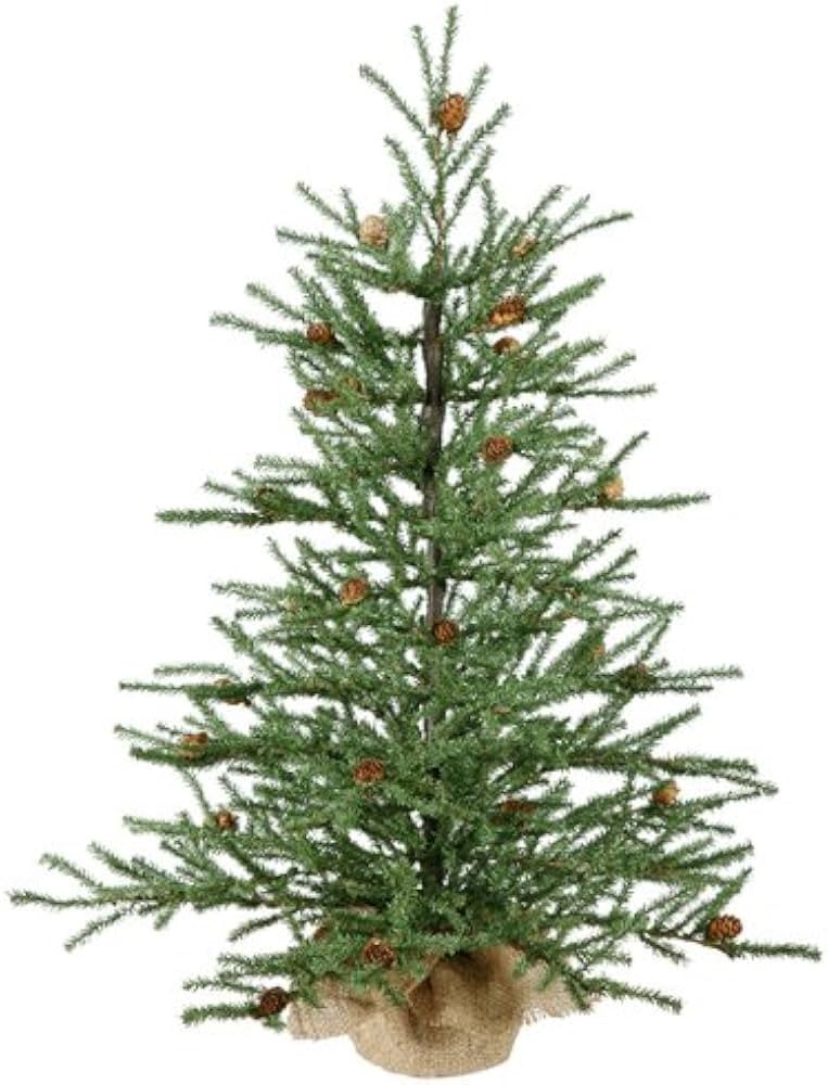 Vickerman Unlit Carmel Pine Artificial Christmas Tree with Pine Cones and Burlap Base, 2.5' | Amazon (US)