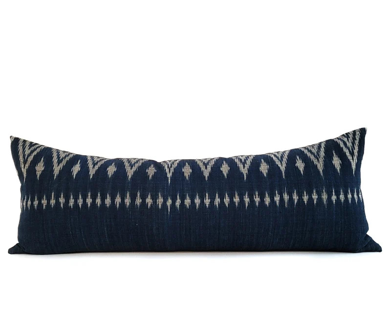 EEMIL 13x34 Extra Long Lumbar Navy Grey Handwoven Ikat Tribal - Etsy Canada | Etsy (CAD)