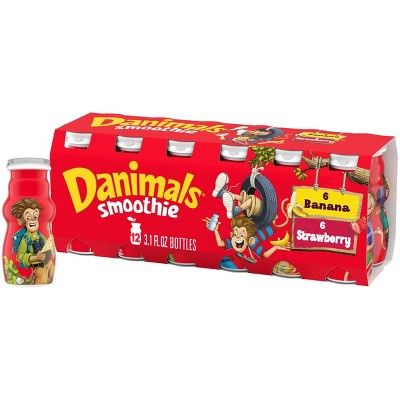 Danimals Strawberry & Banana Split Kids' Smoothies - 12ct/3.1 fl oz Bottles | Target