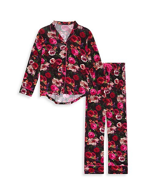 Posh Peanut x Alice & Olivia Midnight Rose 2-Piece Pajama Set | Saks Fifth Avenue