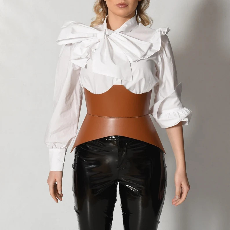 XO Brown Leather Corset, XXS-5XL, Hourglass Wide Belt, Plain Leather Belt Hips and Waist, Curved ... | Etsy (US)