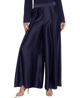Muse Women's Satin High-Rise Pleated Wide-Leg Pants - Macy's | Macy's