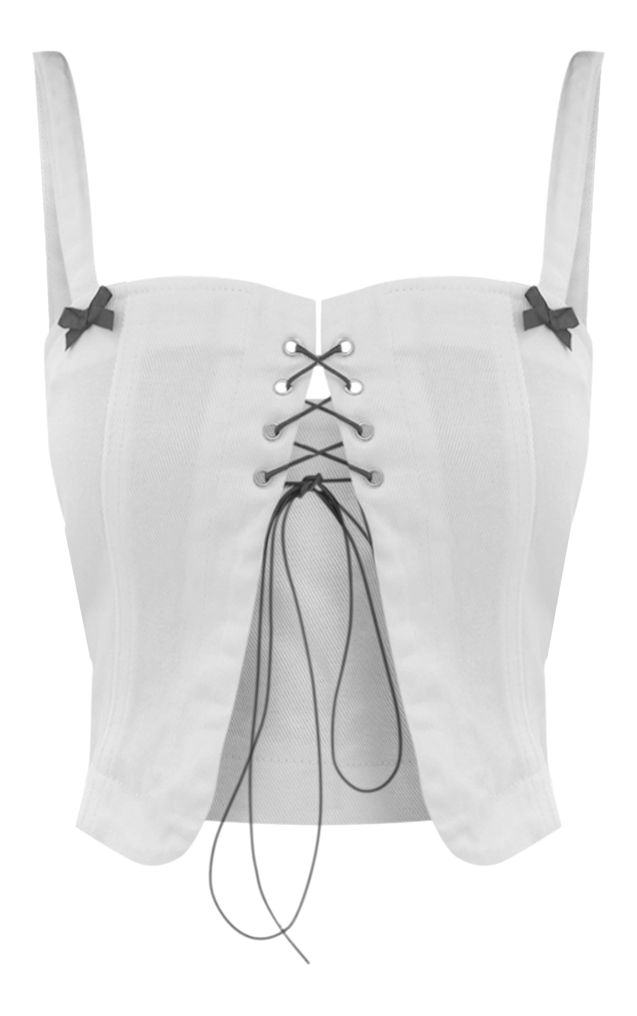 White Lace Up Detail Denim Crop Top | Denim | PrettyLittleThing US