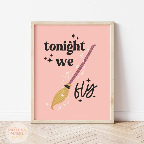 Tonight We Fly Print Boho Halloween Print Witch Broomstick - Etsy | Etsy (US)