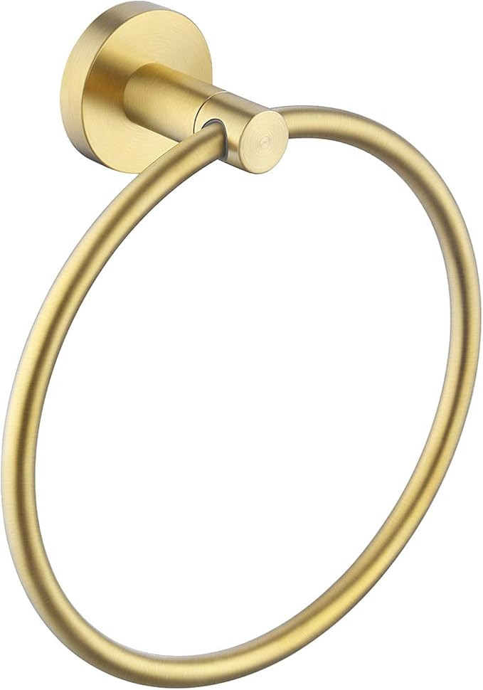 KES Brushed Gold Towel Ring Bathroom Hand Towel Holder Round No Drill Wall Mount SUS 304 Stainles... | Amazon (US)