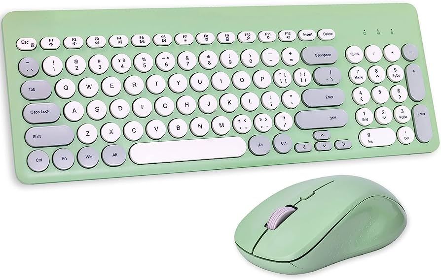 Arcwares Wireless Keyboard and Mouse Combo, Sweet Green Cute Keyboard, 2.4G USB Ergonomic Full-Si... | Amazon (US)