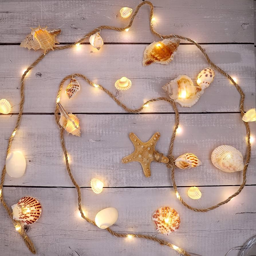MIYA LIFE Seashell Garland Ocean Light for Beach Decor 7.2FT 39LED Battery Operated Coastal Garla... | Amazon (US)