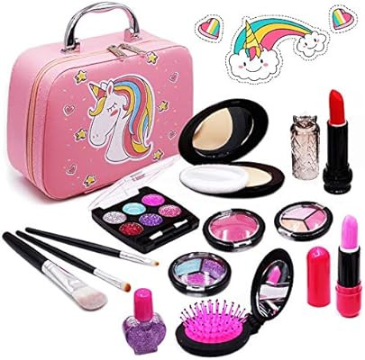 Senrokes Washable Makeup Unicorn Cosmetic Toy Girls Play Real Makeup Kit, Princess Unicorn Makeup... | Amazon (US)