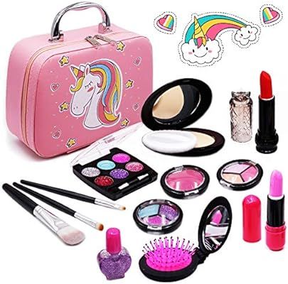 Senrokes Washable Makeup Unicorn Cosmetic Toy Girls Play Real Makeup Kit, Princess Unicorn Makeup... | Amazon (US)