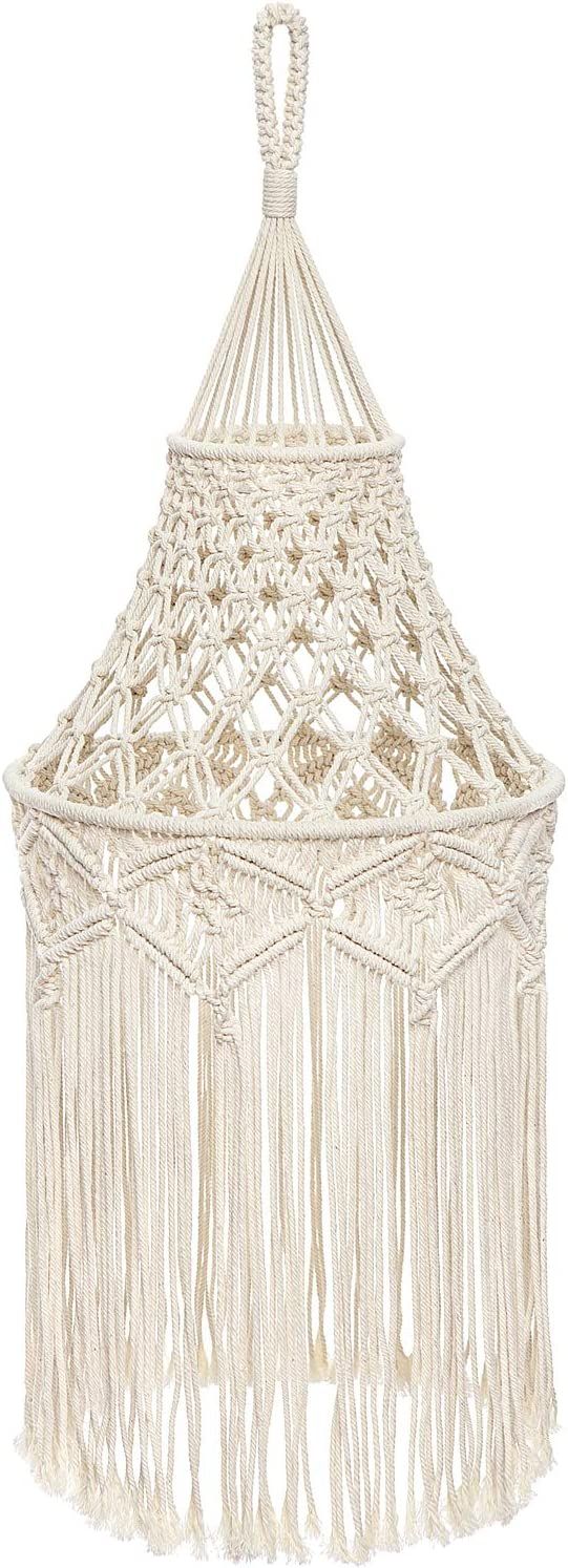 Mkono Macrame Lamp Shade Boho Hanging Ceiling Pendant Light Cover Modern Office Bedroom Living Ro... | Amazon (US)