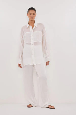 KAI WHITE OVERSIZED RAMIE SLEEVED SHIRT | DISSH