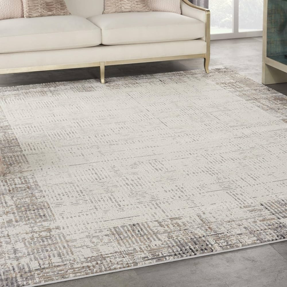 Nourison Elation Abstract Ivory Grey 7'10" x 9'10" Area Rug, Easy Cleaning, Non Shedding, Bed Room,  | Amazon (US)