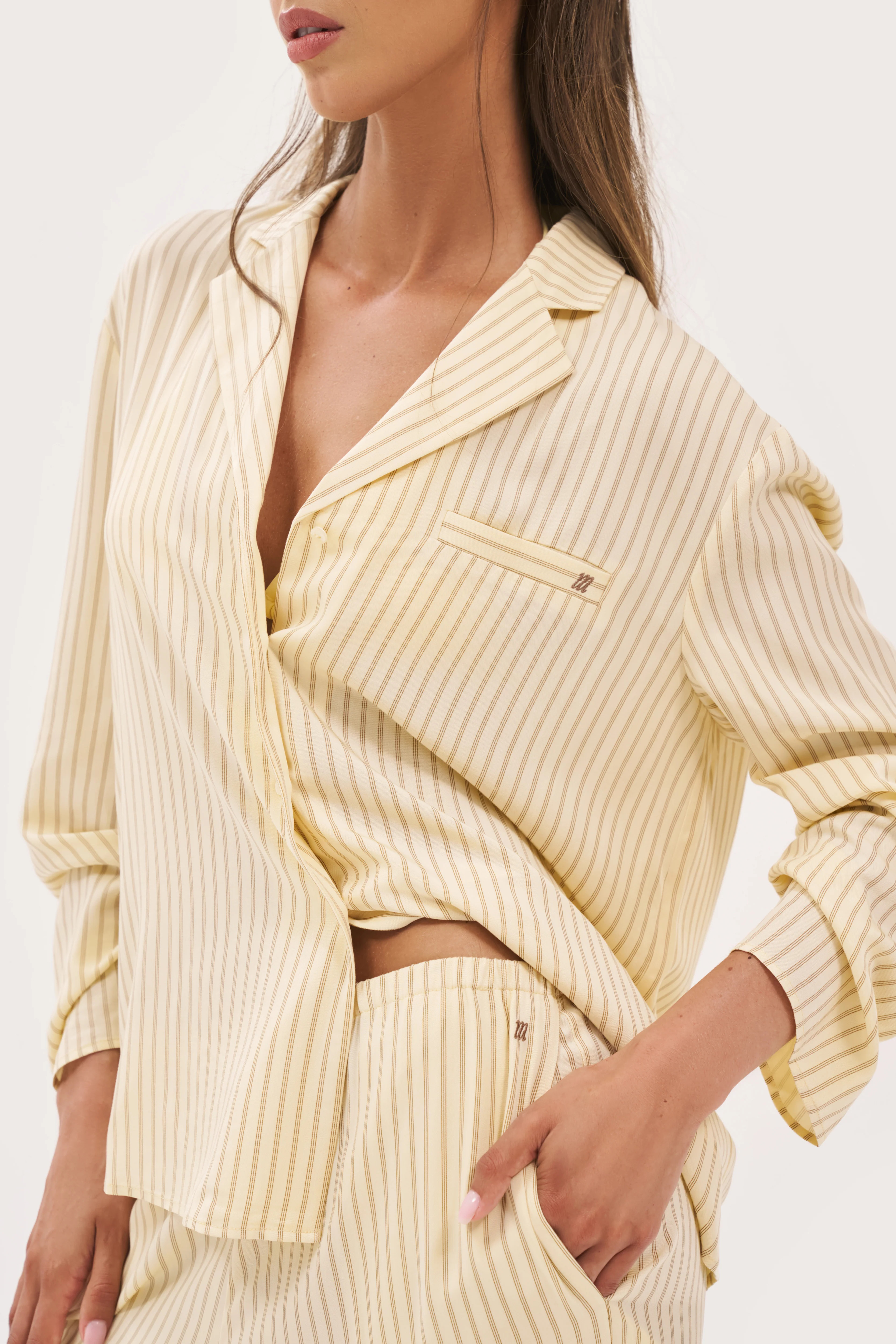 Treble Stripe Overshirt - Butter Yellow | Maebe