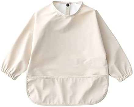Waterproof Baby Bibs,Infant Toddler Long Sleeve Feeding Bib With Food Catcher,Easy Clean & Washable, | Amazon (US)