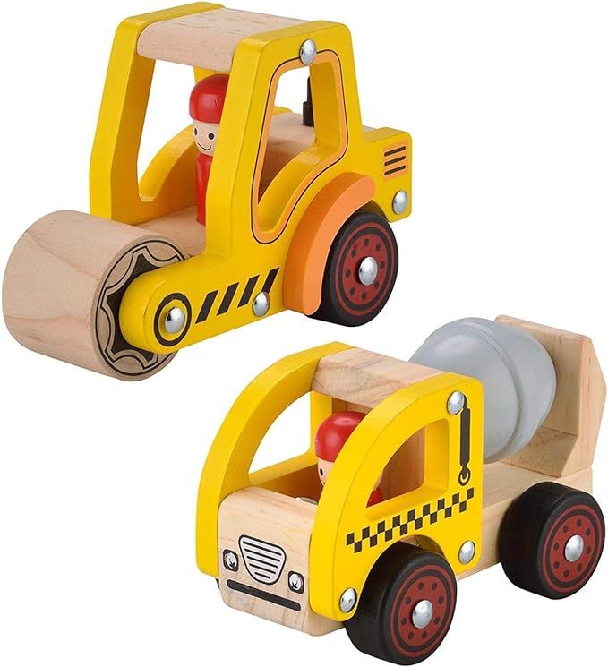Wooden Push Car Toys for Infants 12-18 Months, 2 Pcs Baby Vehicle Toys Hand Push Car Toys for 1 2... | Amazon (US)