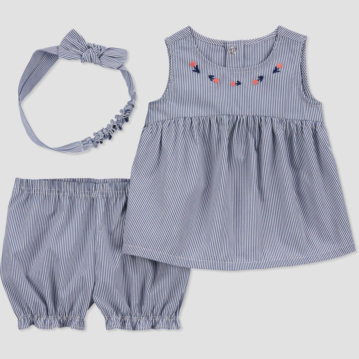 Carter's Just One You® Baby Girls' Floral Top & Bottom Set with Headband - Blue | Target