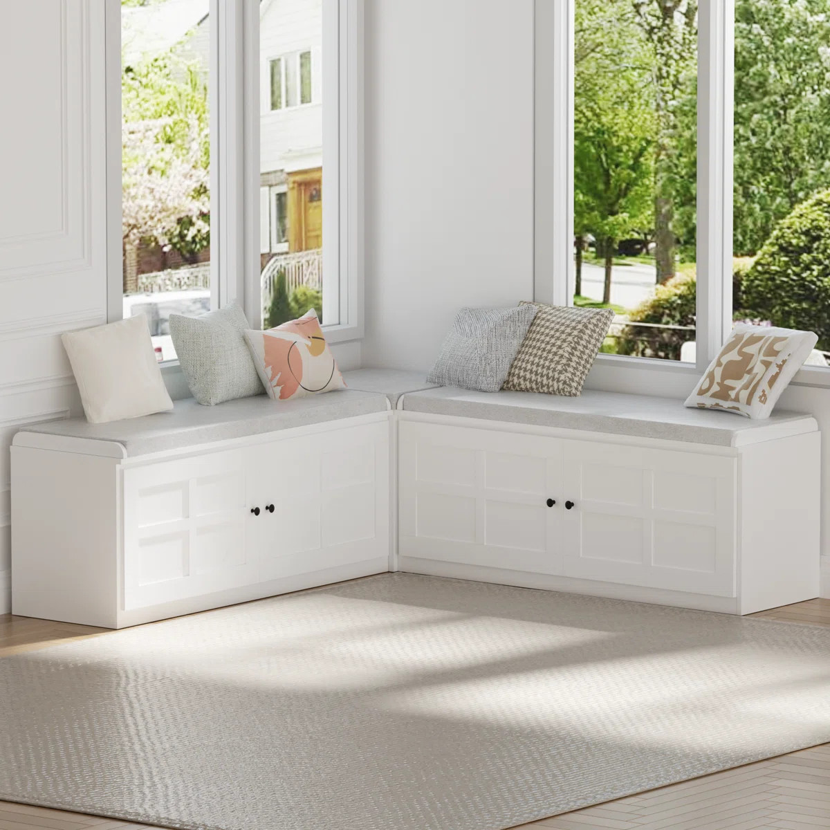 L Shape Storage Bench, Kitchen Breakfast Nook Bench With Cushion Backless Corner Bench Nook  For ... | Wayfair North America