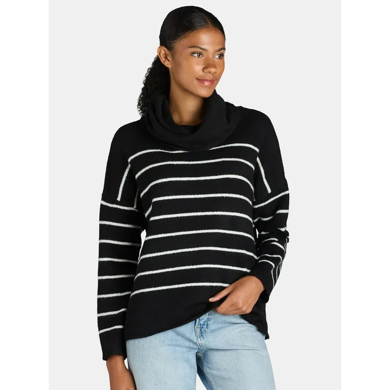 Dreamers by Debut Women’s Cowl Neck Sweater with Long Sleeves, Midweight, Sizes XS-XL - Walmart... | Walmart (US)