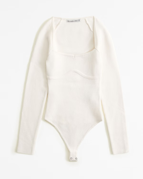 Women's Long-Sleeve Sweetheart Sweater Bodysuit | Women's Tops | Abercrombie.com | Abercrombie & Fitch (UK)