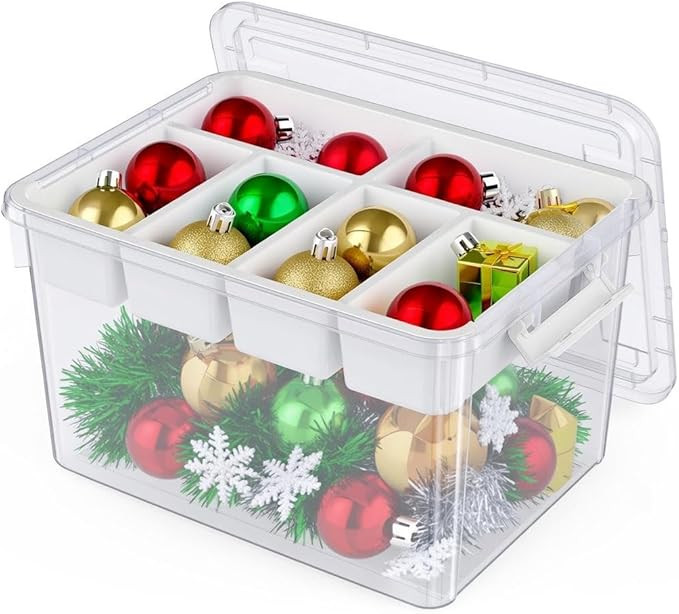 40Qt Plastic Storage Bin with Lid, Clear Latching Organizers Box with Removable Tray, Large Porta... | Amazon (US)