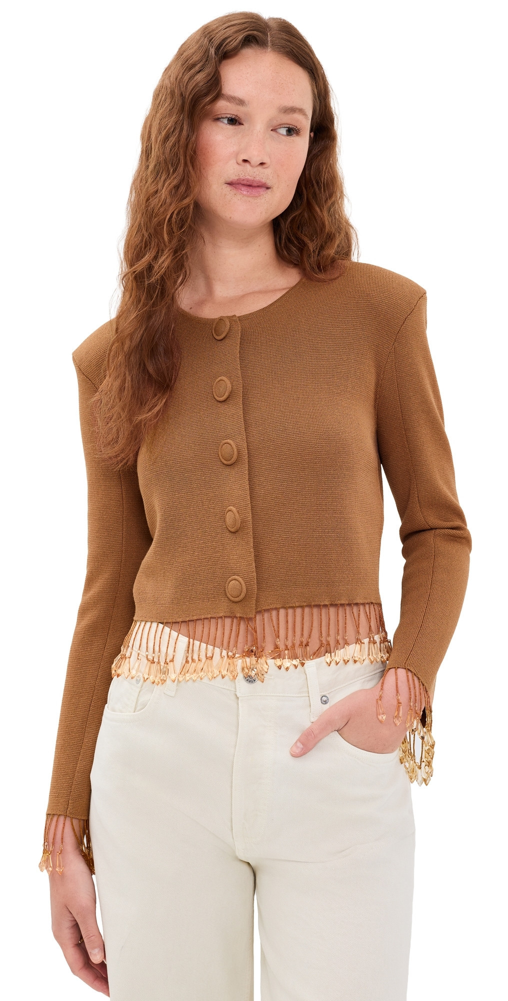 By Malene Birger Shelly Beaded Jacket Latte Brown XL | Shopbop
