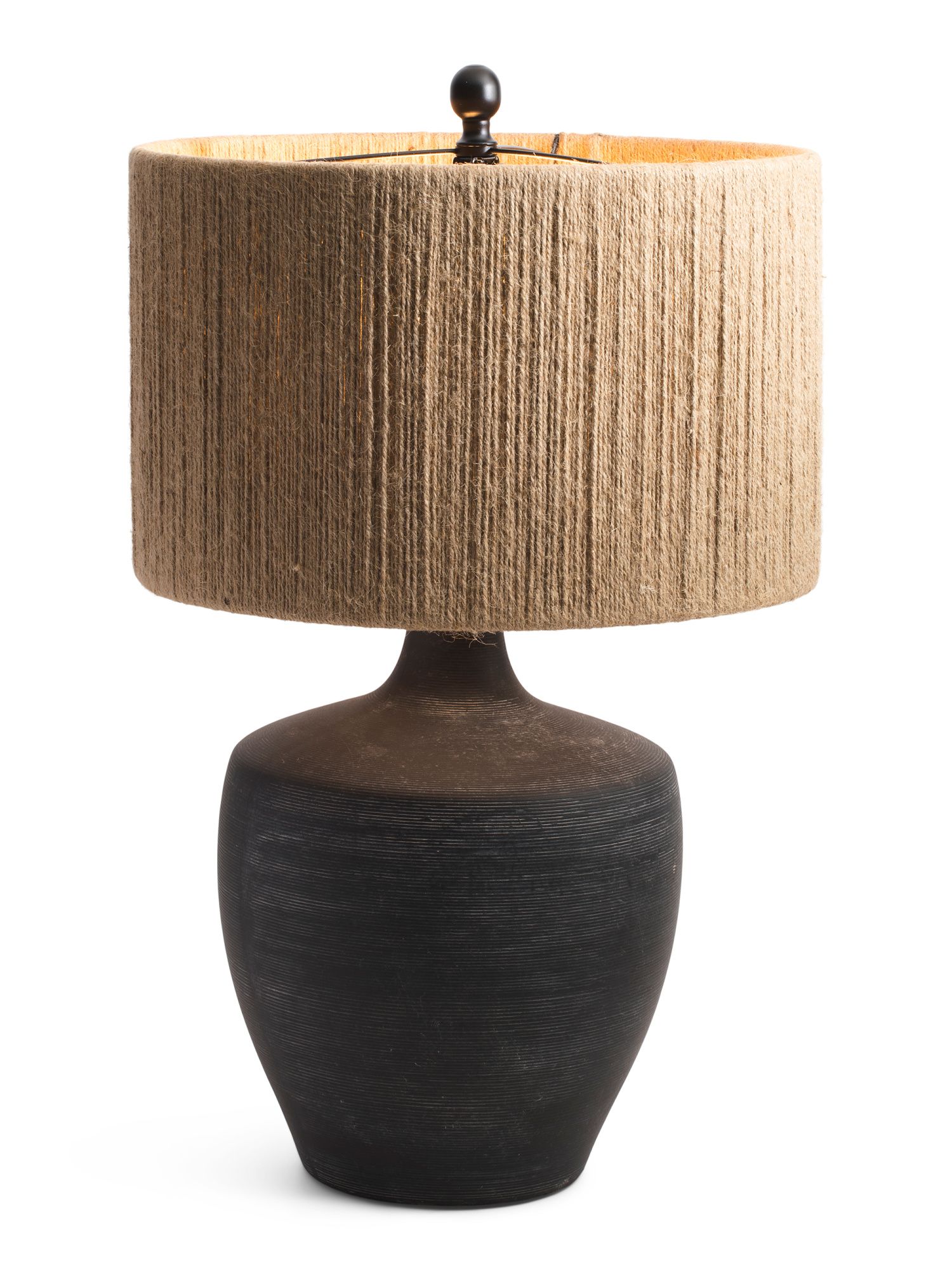 24in Ceramic Pot Lamp With Rope Shade | TJ Maxx