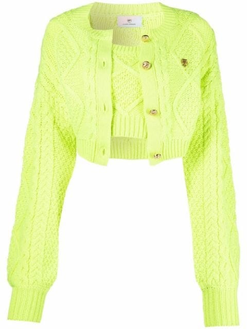 Chiara Ferragni cable-knit Cropped Cardigan   - Farfetch | Farfetch Global
