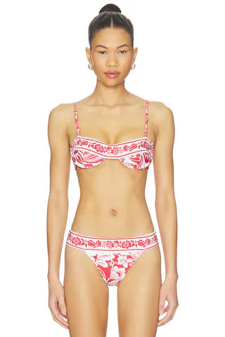 Cashew And Birds Underwire Bikini Top in Red | Revolve Clothing (Global)