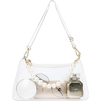 Clear Clutch Purses For Women 12" Small Clear Purse Clear Crossbody Bag Stadium Approved with Pea... | Amazon (US)