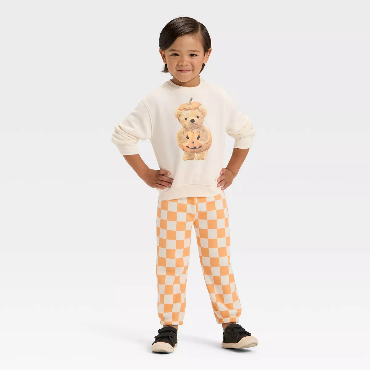 Toddler 2pc Halloween Teddy Bear Pumpkin Fleece Sweatshirt & Pants Set - Orange 5T | Target