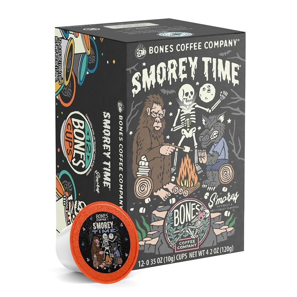 Bones Coffee Company Flavored Coffee Bones Cups S'morey Time S'mores and Graham Crackers | 12ct S... | Amazon (US)