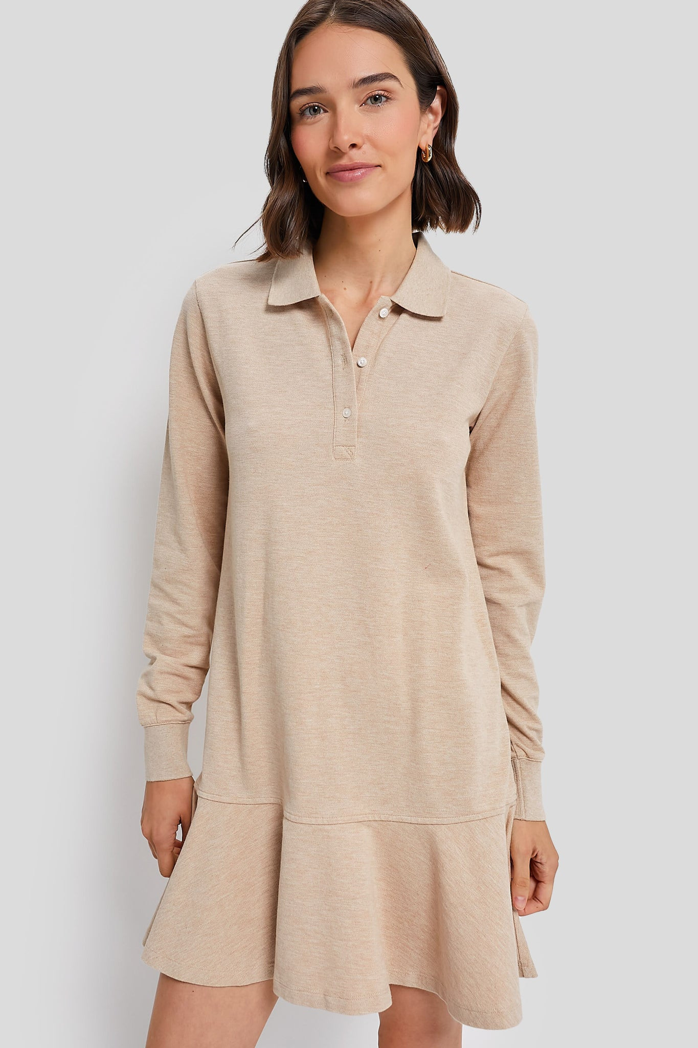 Sandstone Long Sleeve Pique May Polo Dress | Tuckernuck (US)