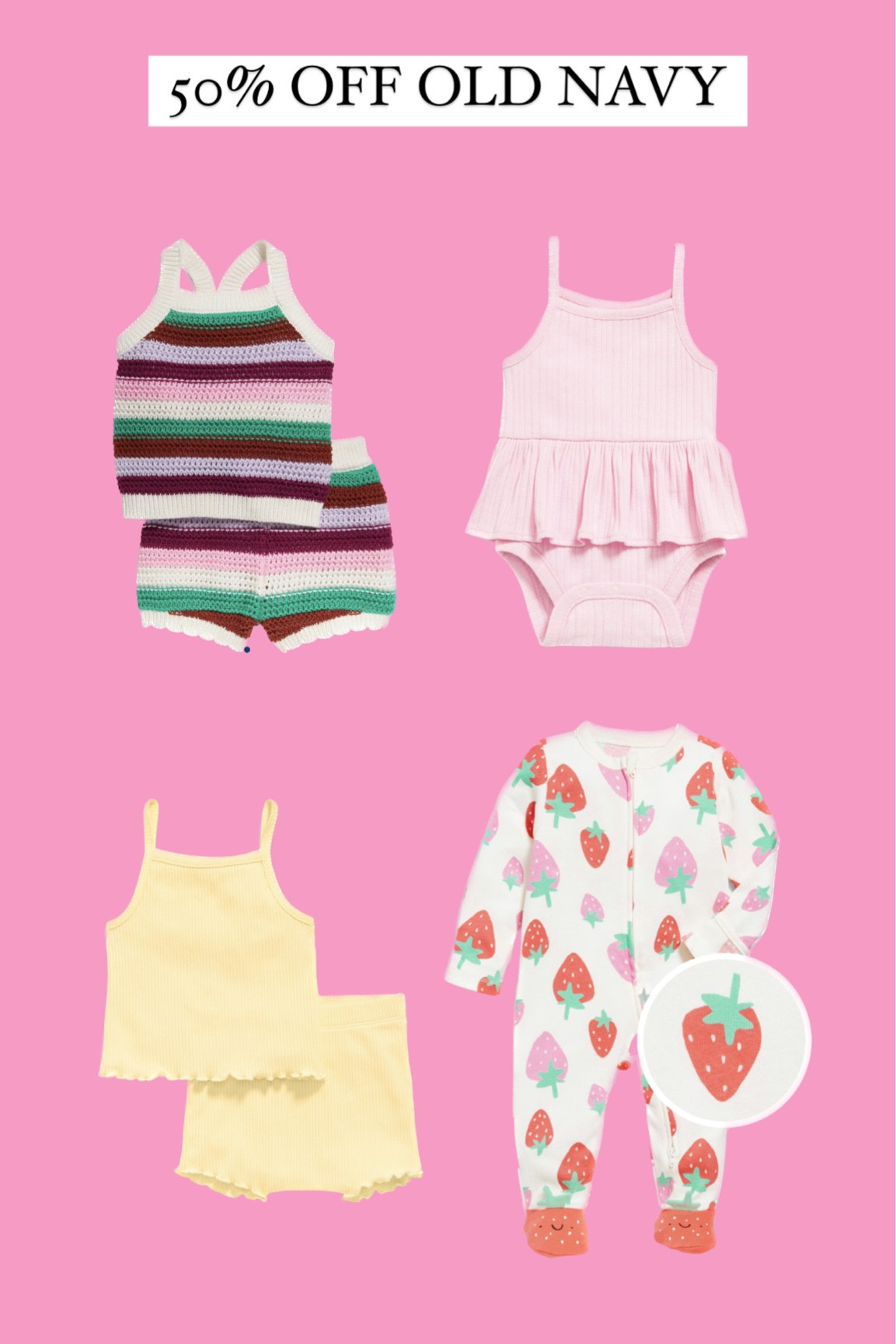 50% off old navy baby girl colors and more!! 

#LTKSeasonal #LTKBaby #LTKSaleAlert