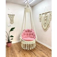 Macrame Hanging Cotton Swing, Hanging Chair, Swing Chair, Chair For Kids Room, Macrame Hängesessel | Etsy (US)