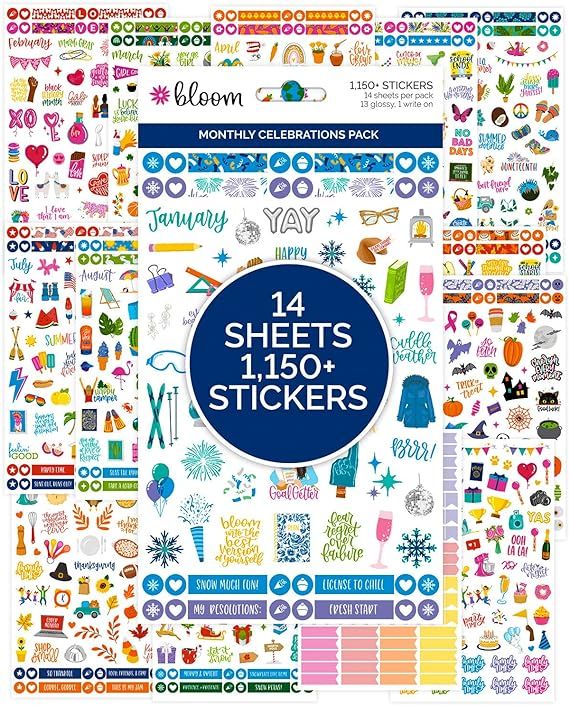 bloom daily planners Monthly Celebrations Planner Stickers for Calendar Decorating, Planning, Scr... | Amazon (US)