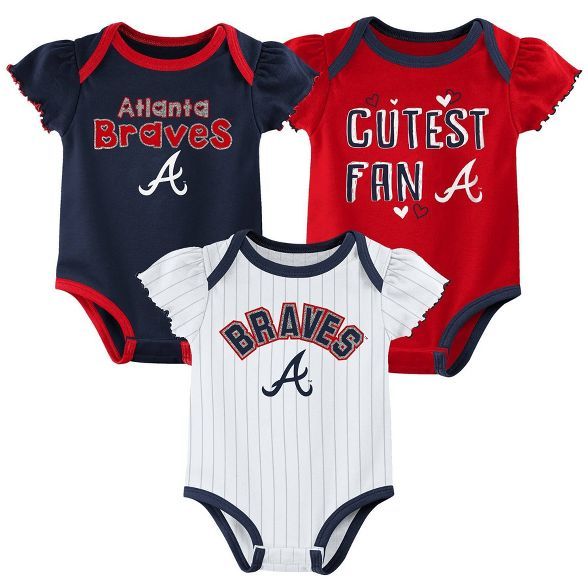 MLB Atlanta Braves Baby Girls' 3pk Bodysuit Set | Target