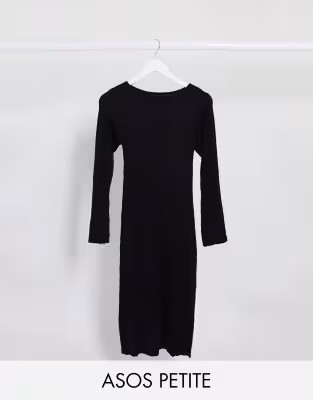 ASOS DESIGN Petite crew neck ribbed midi dress | ASOS (Global)
