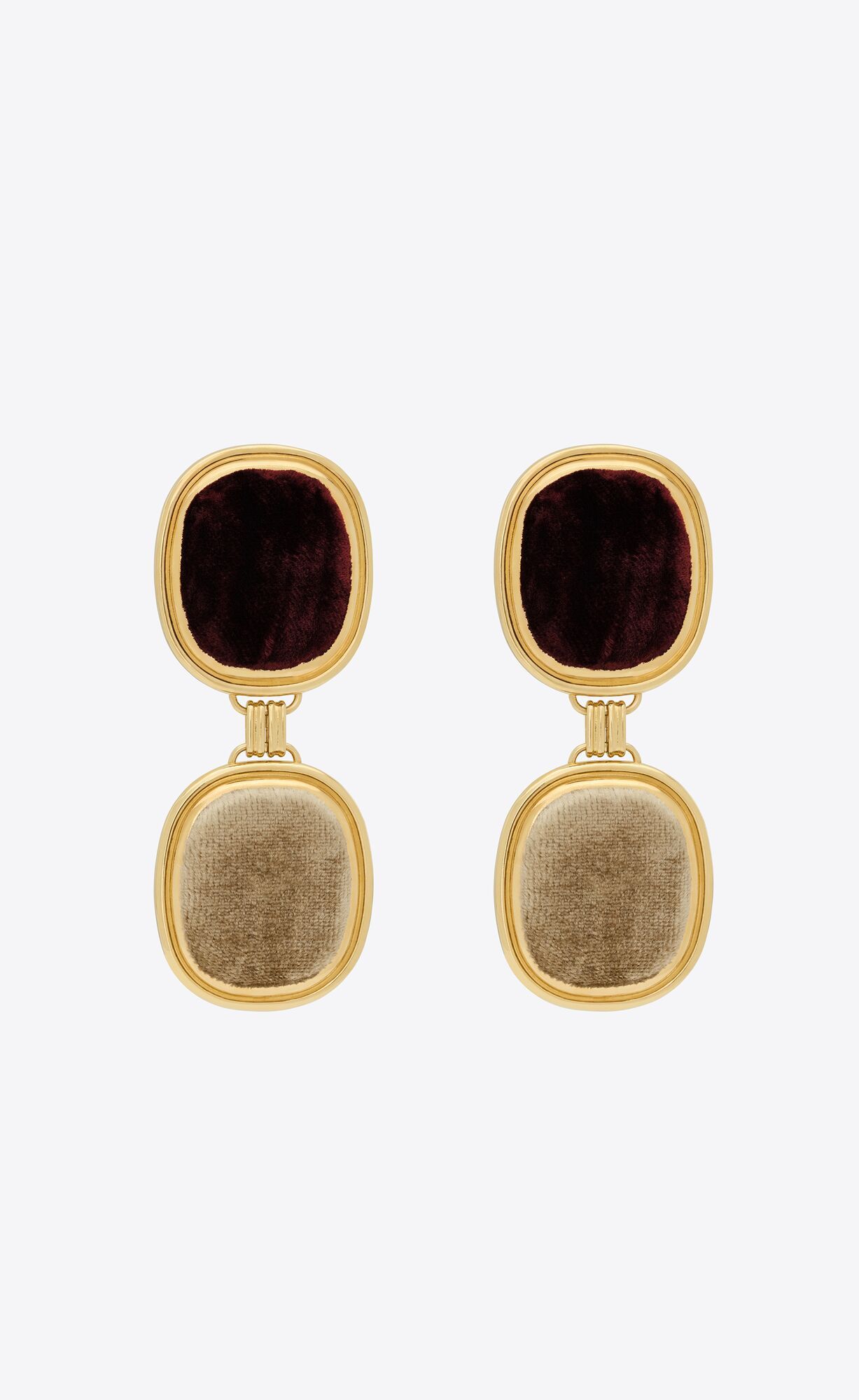 twin-square earrings in velvet and metal | Saint Laurent Inc. (Global)