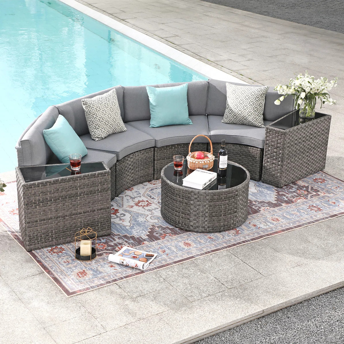 Rasmus 7 Piece Rattan Sofa Seating Group with Cushions | Wayfair North America