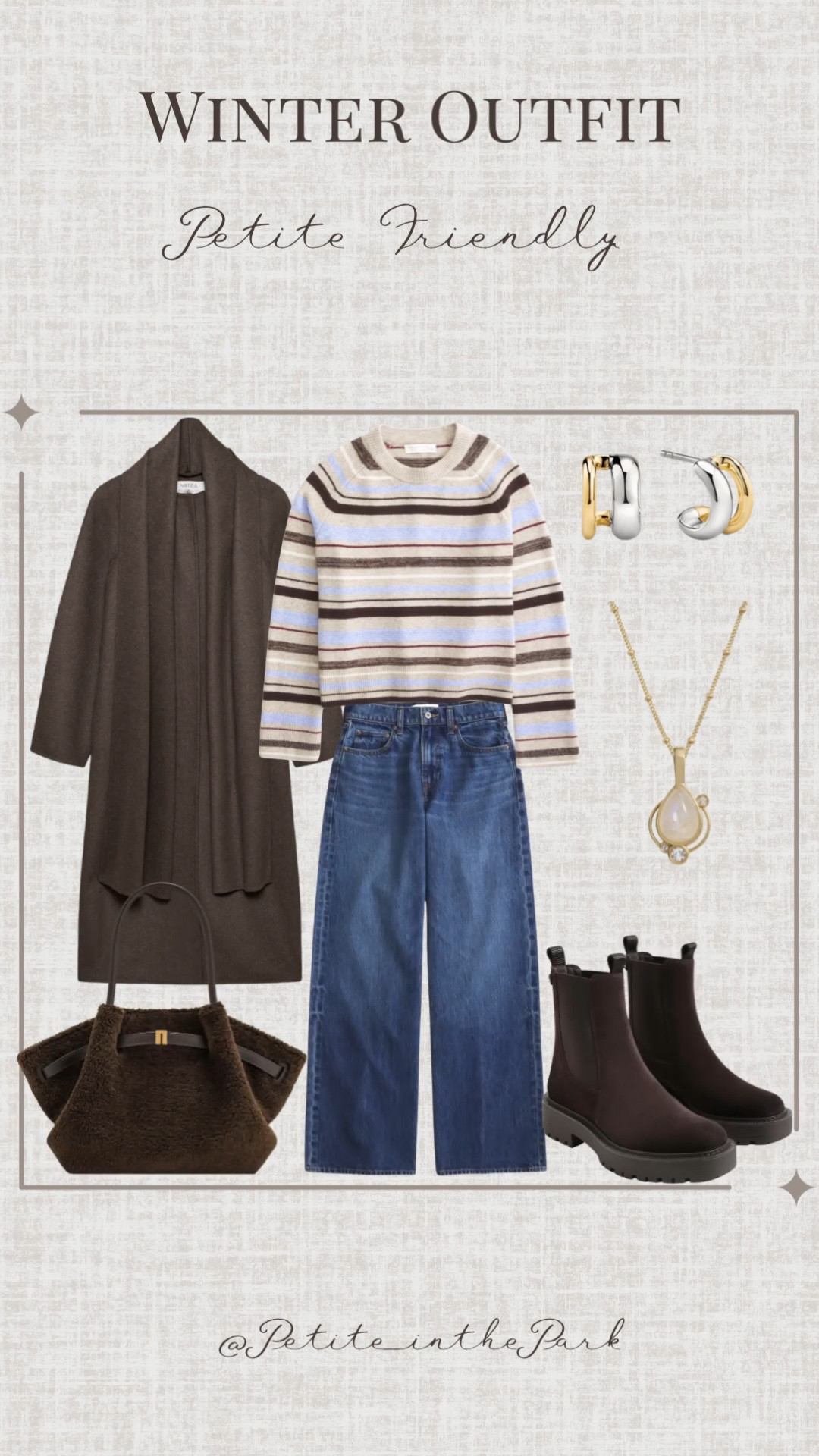 Winter petite outfit  

Winter outfit, winter trends, casual winter outfit, petite winter outfit, winter fashion, winter style, petite style, petite winter style, casual petite outfit, minimal outfit, minimal winter outfit, wool coat, petite coat, brown coat, white sweater, striped sweater, high waisted jeans , petite jeans , jeans, sneakers, waterproof boots, brown boots, shoulder bag, leather bag, brown bag, brown purse, gold earrings, gold hoop earrings, gold necklace, minimal jewelry  #casualoutfit #petiteoutifts #winteroutfits #winteroutfits2025 #wintertrends 



#LTKootd #LTKPetite #LTKSeasonal