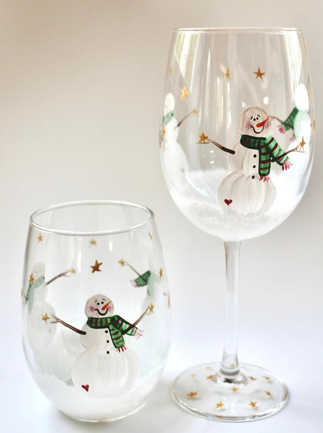 Hand Painted Snowman Wine Glass: Winter Holiday Decor - Etsy | Etsy (US)