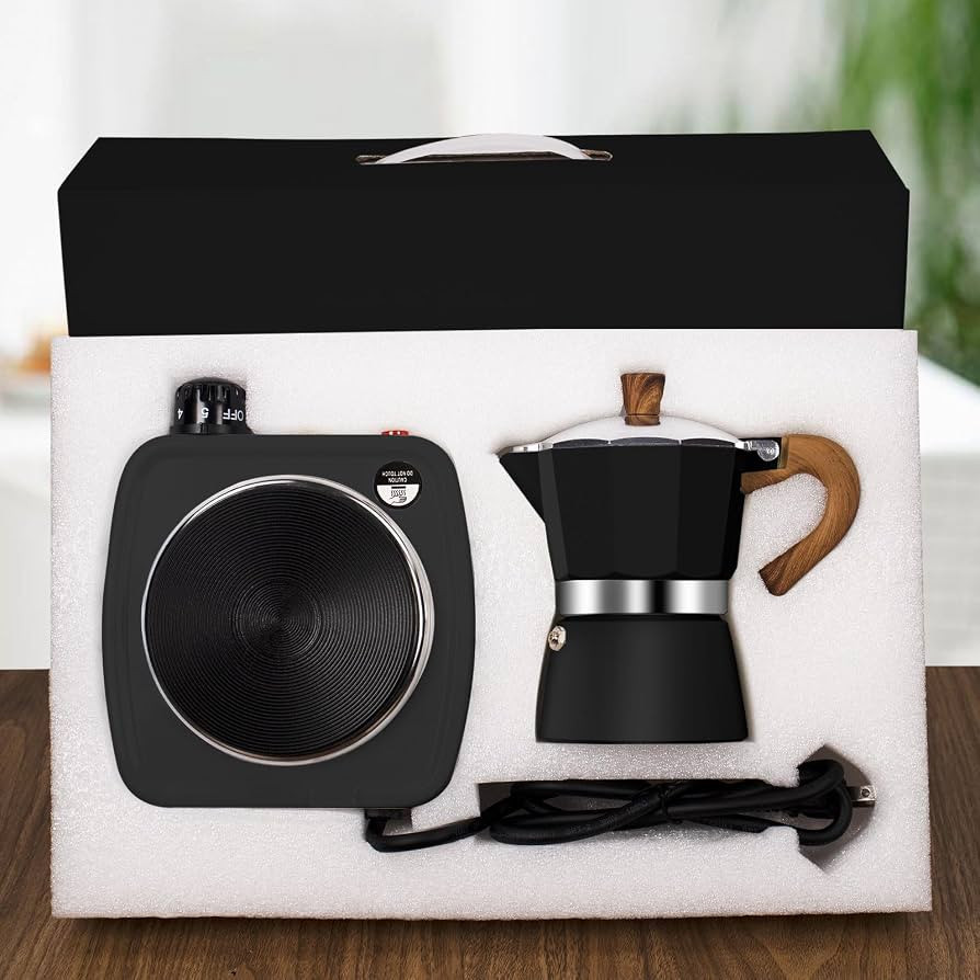 2-in-1 Moka Pot Espresso Set with Electric Stove 3 Cup Aluminum Stovetop Coffee Maker Percolator ... | Amazon (US)