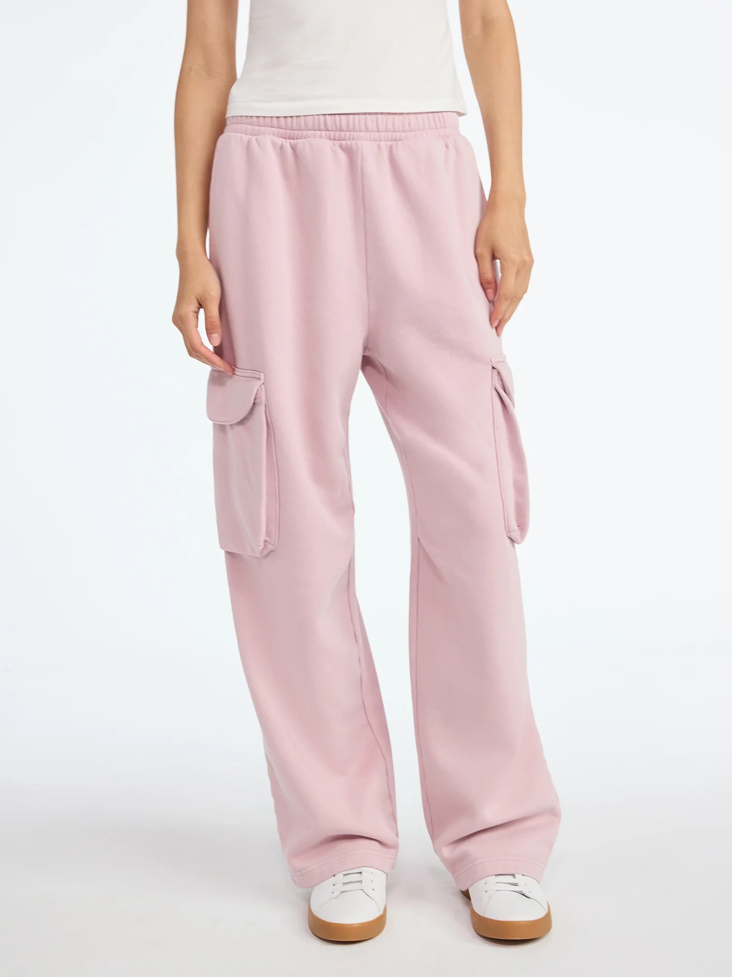 Scoop Women’s Mineral Washed Wide Leg Cargo Sweatpants, Sizes XS-XXL | Walmart (US)