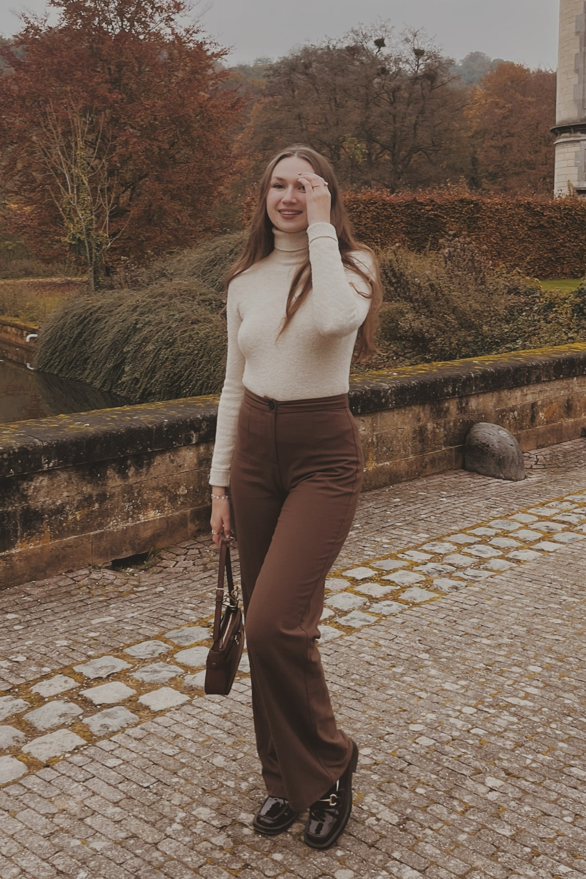 Beige turtleneck 
Brown trousers 
Brown loafers with buckle detail
Brown bag

Light academia 
Light academia outfit 
Light academia style 
Light academia aesthetic 
Neutral outfit 
Autumn outfit 
Autumn fashion 
Autumn fashion inspo

#LTKFindsUnder50 #LTKU #LTKSeasonal