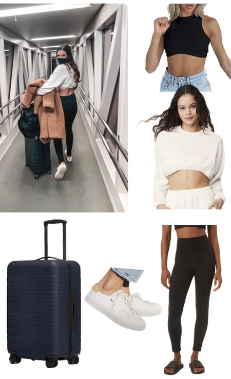 A variation of my staple plane outfit! The black crop I wear underneath the sweater is old American Apparel / no longer available but this basic crop is a similar length! The high rise compression leggings are so comfy on planes but I’ve also included a mid-rise version if your torso isn’t as long as mine 🤗

#LTKtravel #LTKfit #LTKFind