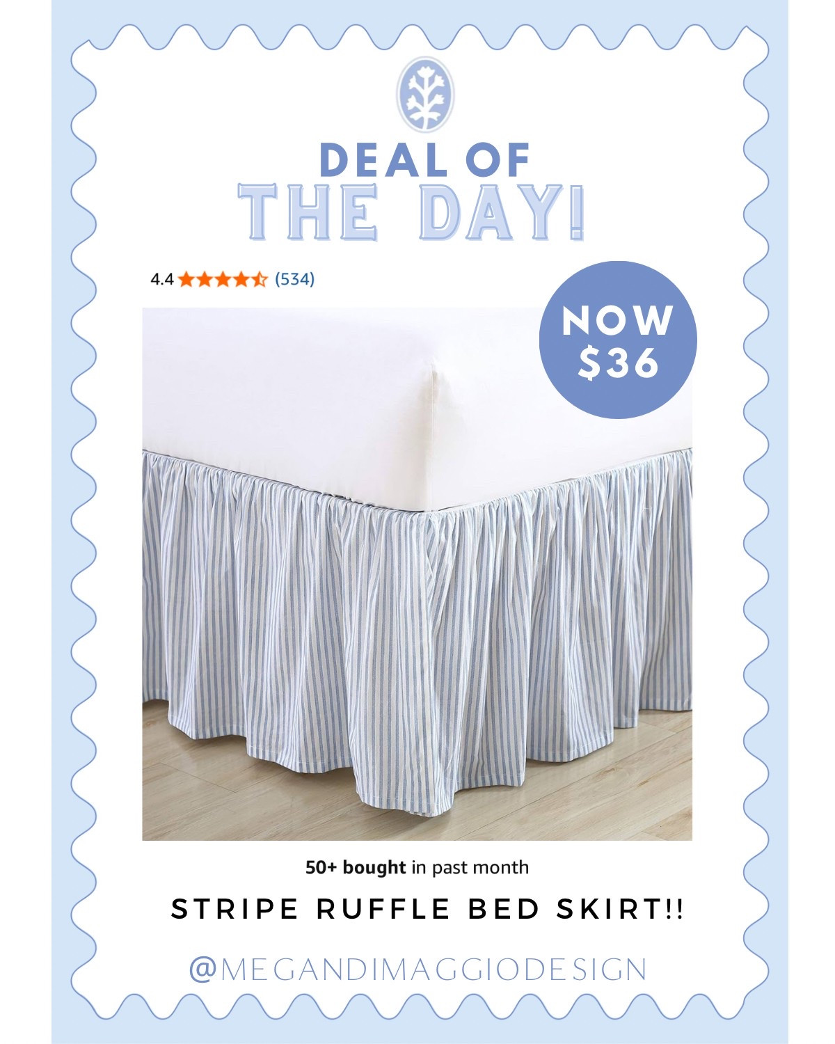 Don’t you just love a bed skirt?! Just a cost effective way to dress up a plain headboard and this pretty blue and white ticking stripe ruffle bed skirt is now on sale for just $36?!! 🤯🙌🏻😍

#LTKFindsUnder50 #LTKSaleAlert #LTKHome