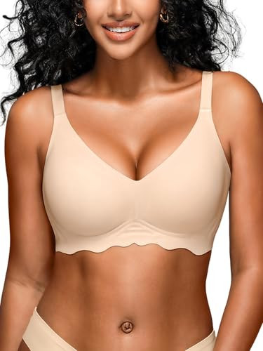 Jelly Bras for Women - S-2XL Wireless Seamless Padded T-Shirt Bra with Support, Comfy Gel Everyday Bra No Underwire Skin | Amazon (US)