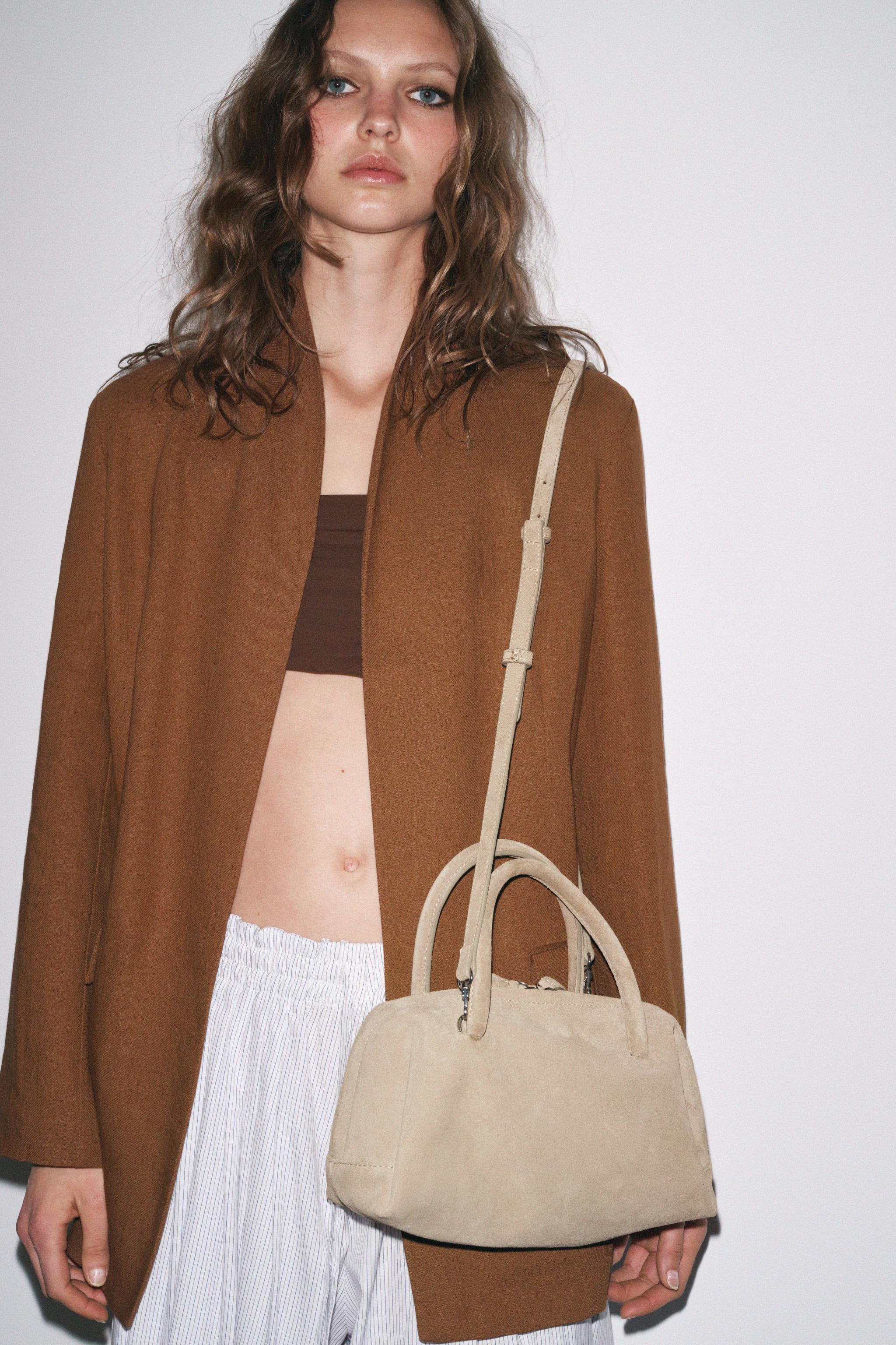 SPLIT LEATHER BOWLING BAG | Zara US