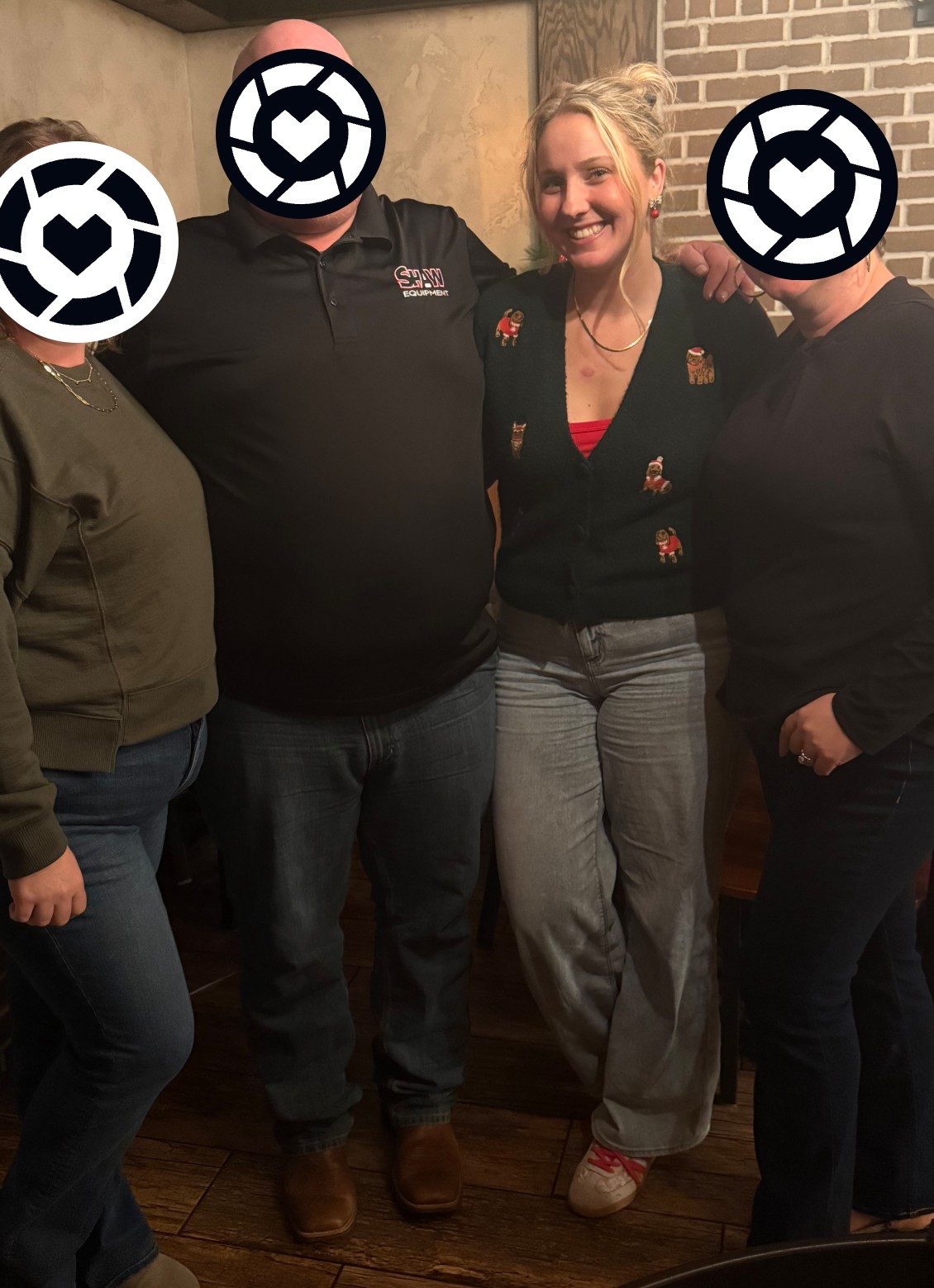 My favorite Christmas casual outfit I wore on repeat, dog cardigan, loose wide leg jeans, red tank, lace red sneaker and red pearl earrings 

#LTKFindsUnder50 #LTKFindsUnder100 #LTKootd