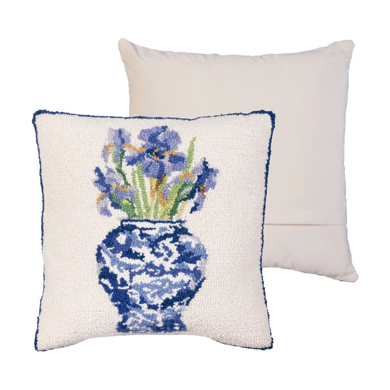 Chinoiserie Flowers Hooked Pillow | Plow & Hearth